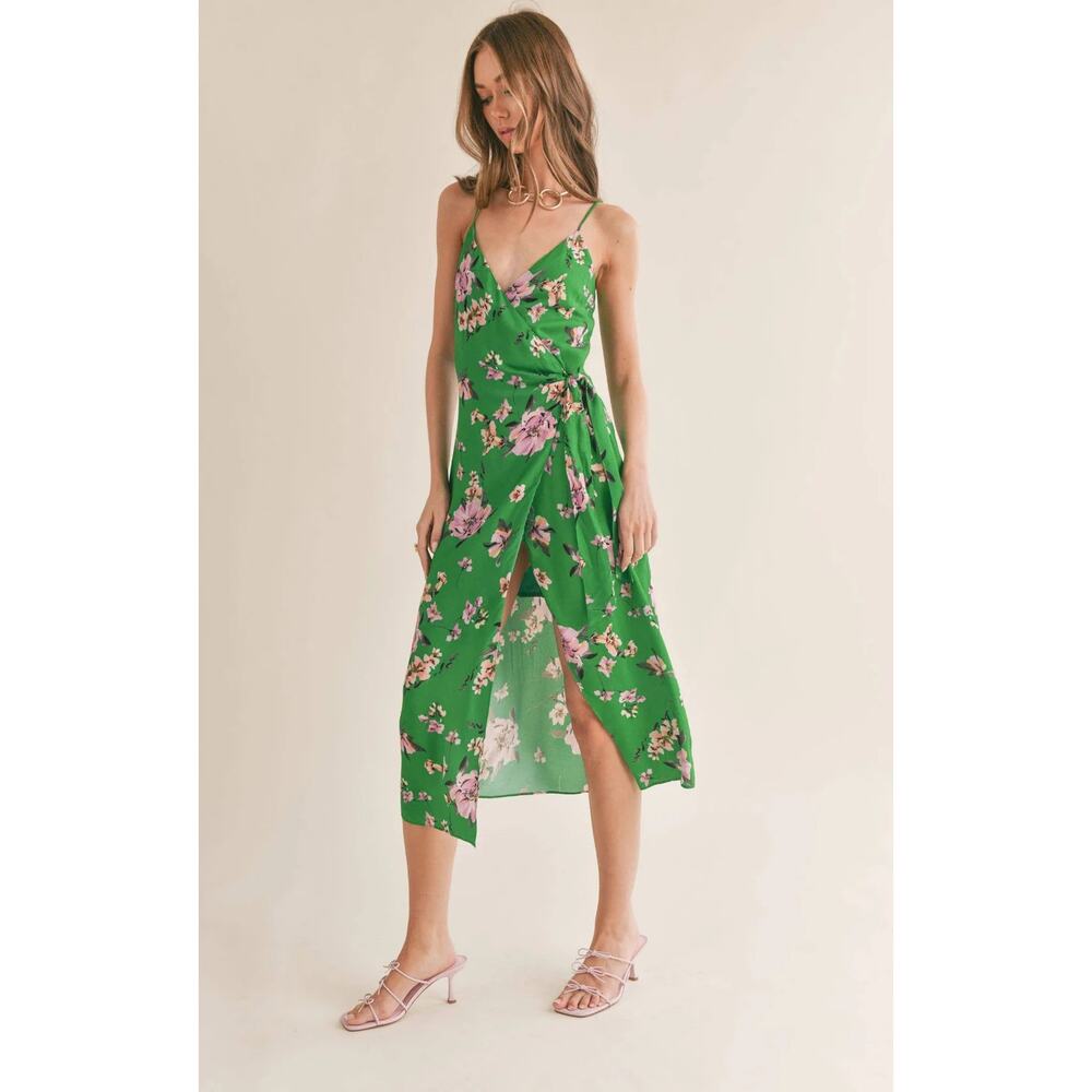 Sage The Label The Greener Side Floral Midi Dress S NWT